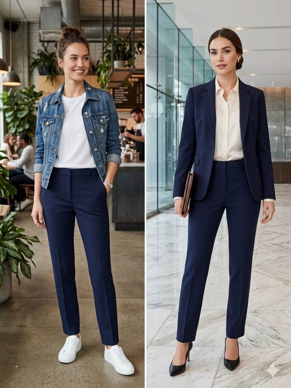 J. Crew Navy Tailored Straight-Leg Trousers